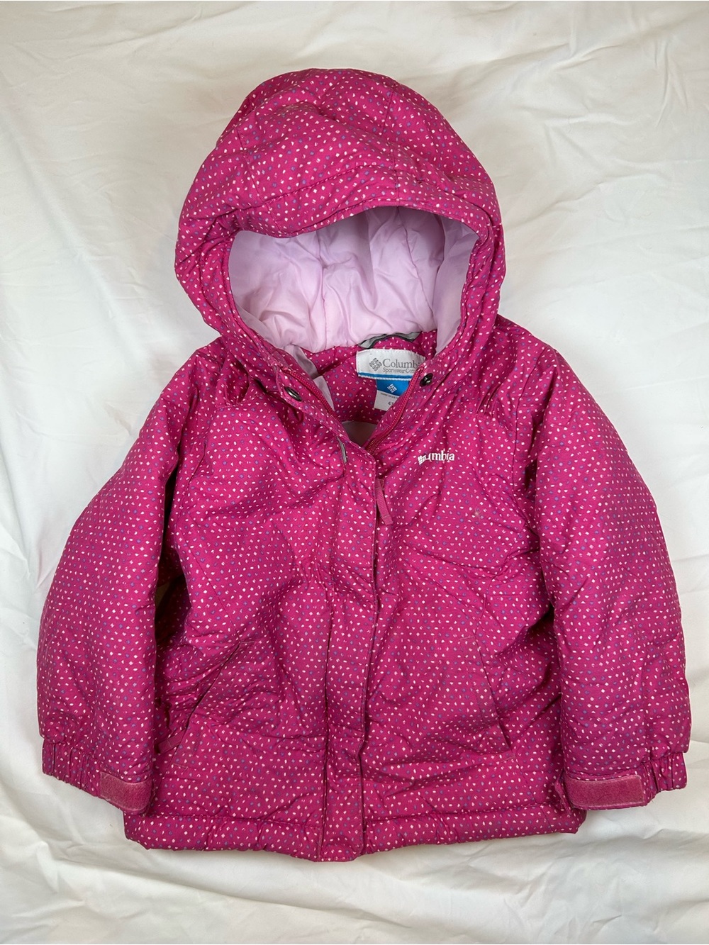 Columbia Girls' Pink Polka Dot Hooded Winter Jacket